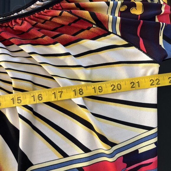 Colorful Abstract Print Top With Elastic Sleeves By Evovorro Size S - Picture 10 of 11